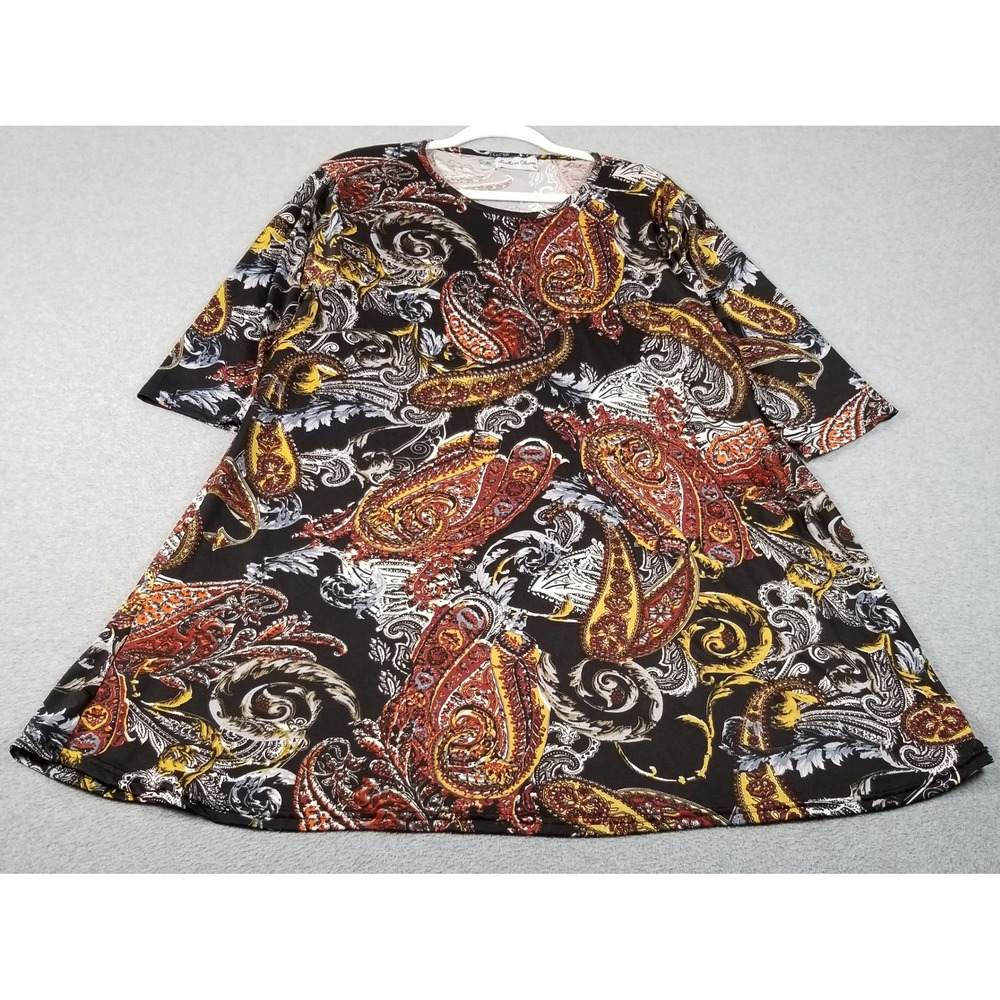 Southern Charm Tunic Top Women's XL Extra Large Paisley 3/4‎ Sleeve Stretch Boho